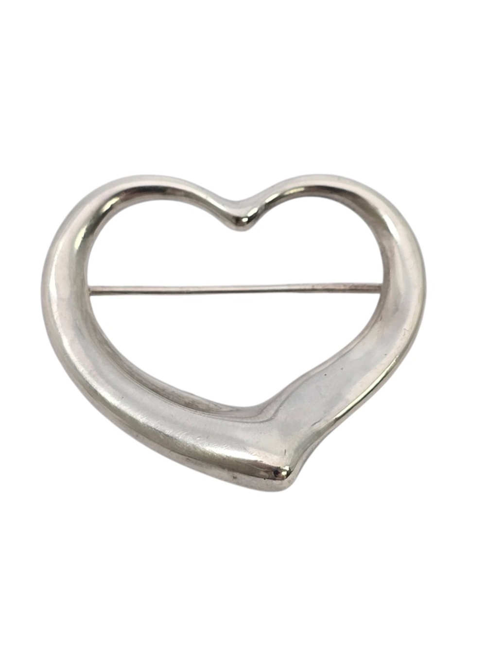 Tiffany & Co Elsa Peretti Sterling Silver Open Heart Pin/Brooch 34mm #24660